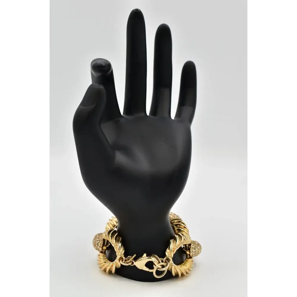 Banana Republic Chain Bracelet Crystal Linked Chunky Gold Tone Signed Y2K Bin4